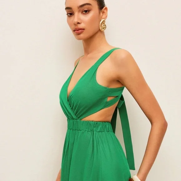 COMMENSE COTTON AND LINEN BACK TIE DETAIL DRESS SIZE M - Picture 2 of 11